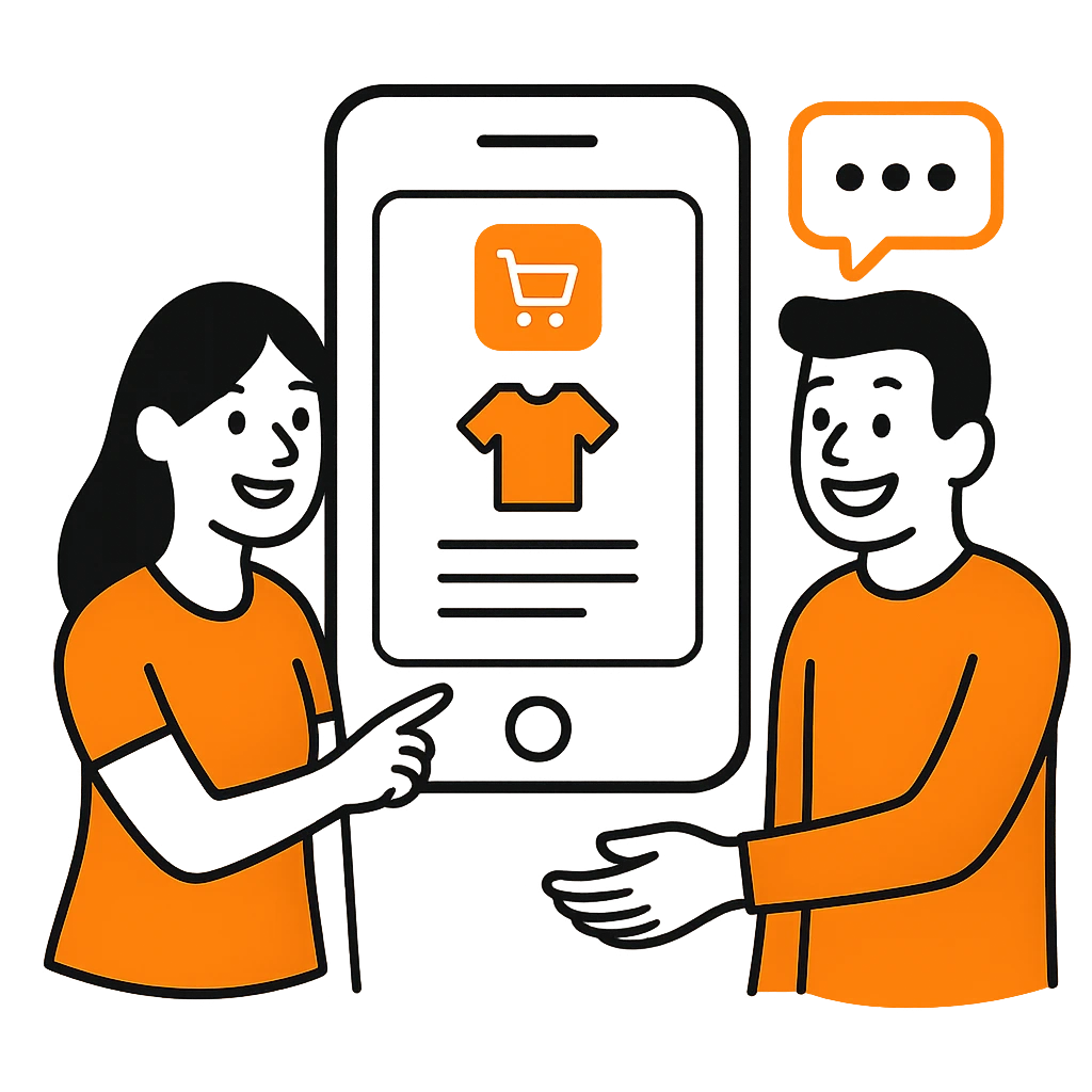 MSECAMP e-ticaret topluluğunda güvende hissedip rahatça paylaşım yapabileceğini betimleyen illüstrasyon