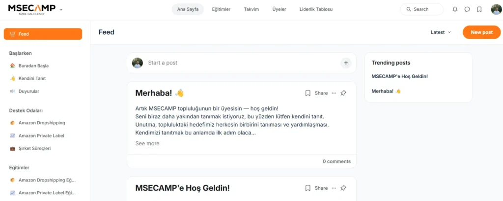 MSECAMP topluluk içeriği ekran görüntüsü